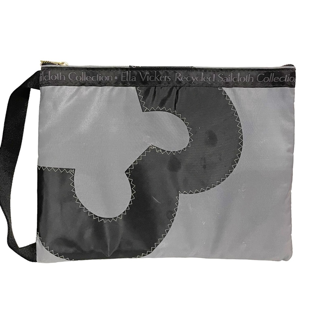 Ella Vickers Recycled Sailcloth Collection Black Grey Nylon #3 Clutch Wristlet